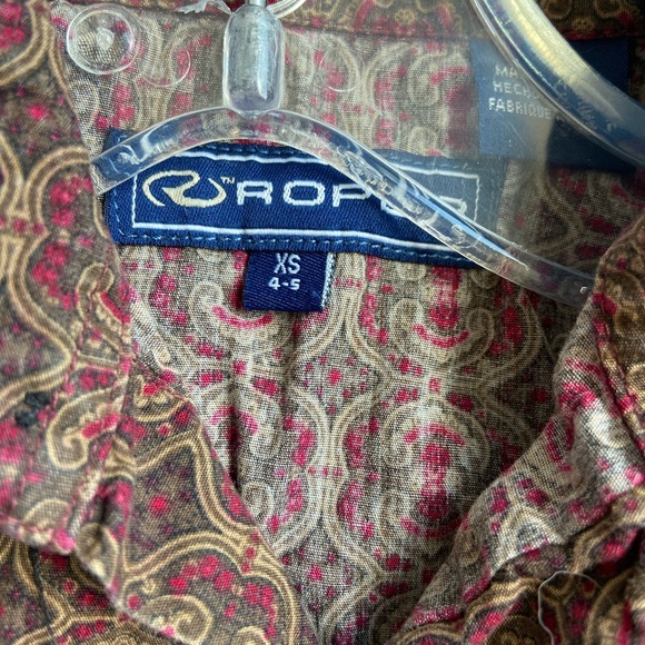 Boys roper western button down top size xs 4-5 - Picture 2 of 3